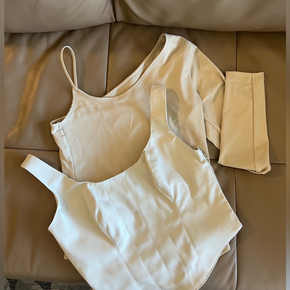Set of 2 Abercrombie tops - one body suit and one leather corset top